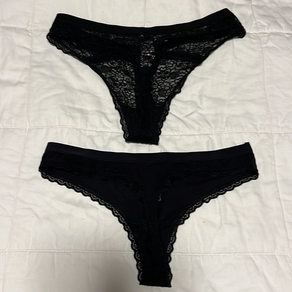 2 Pack NWOT NoBo Black Thongs with Lace Size Medium - Picture 2 of 4